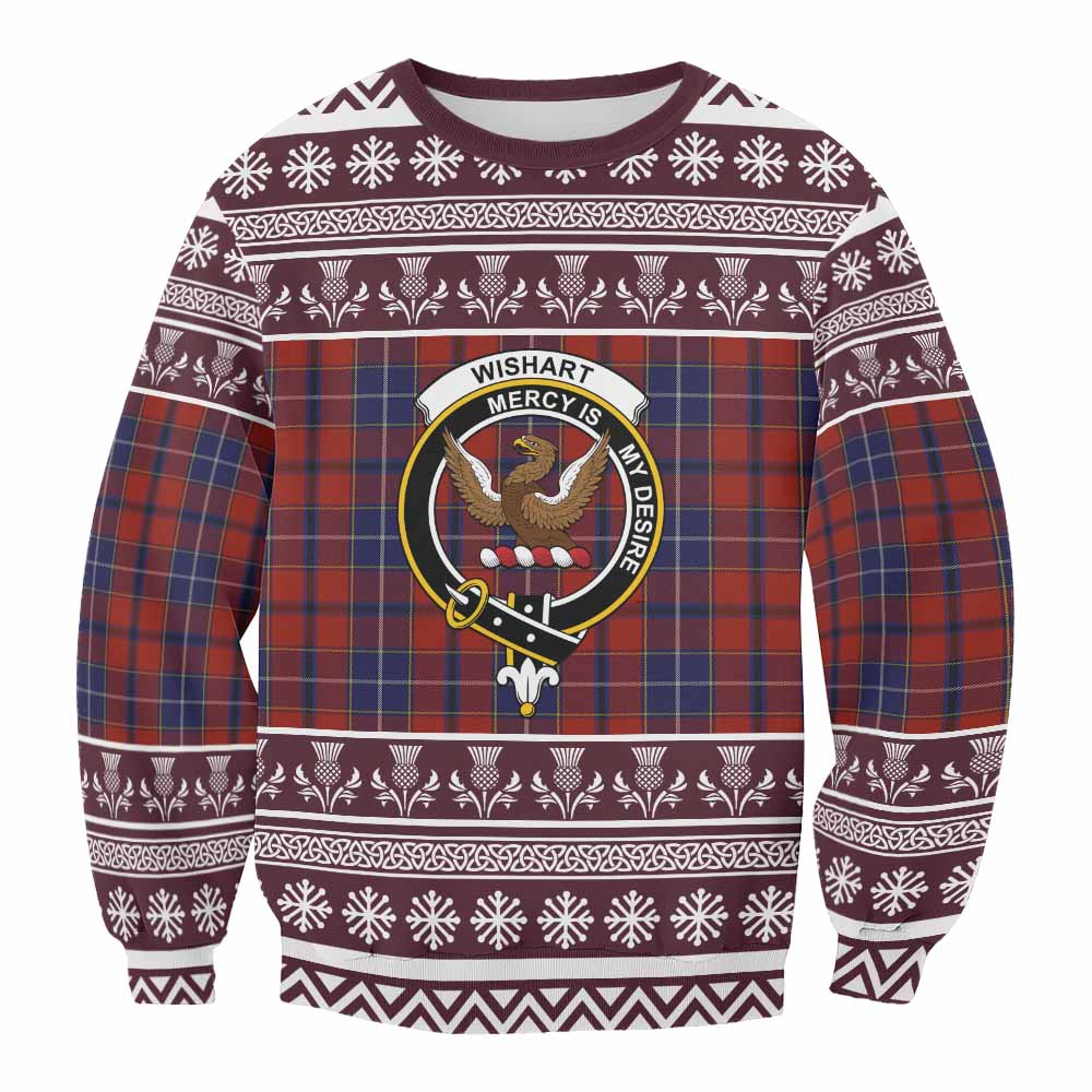 Wishart Clan Tartan Christmas Sweatshirt with Family Crest - Tartan Vibes Clothing