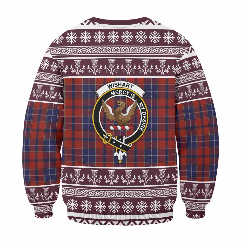 Wishart Clan Tartan Christmas Sweatshirt with Family Crest - Tartan Vibes Clothing