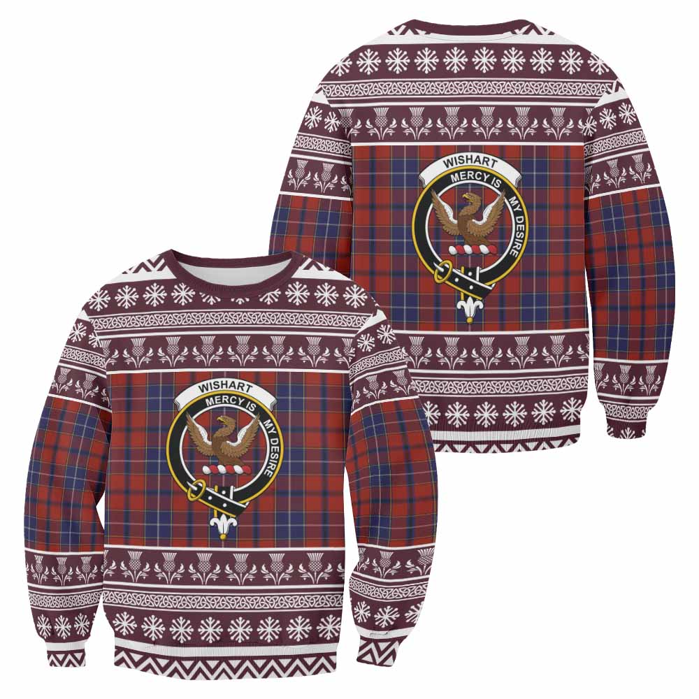 Wishart Clan Tartan Christmas Sweatshirt with Family Crest - Tartan Vibes Clothing
