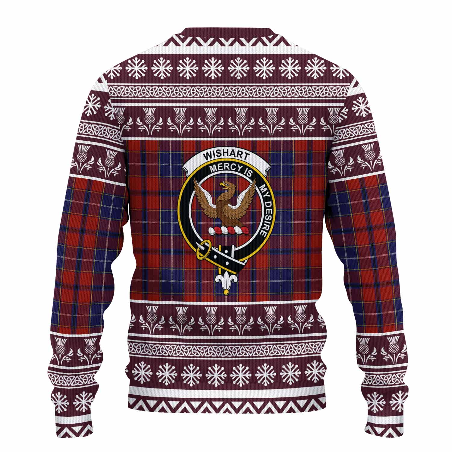 Wishart Clan Tartan Christmas Ugly Sweater with Family Crest - Tartan Vibes Clothing