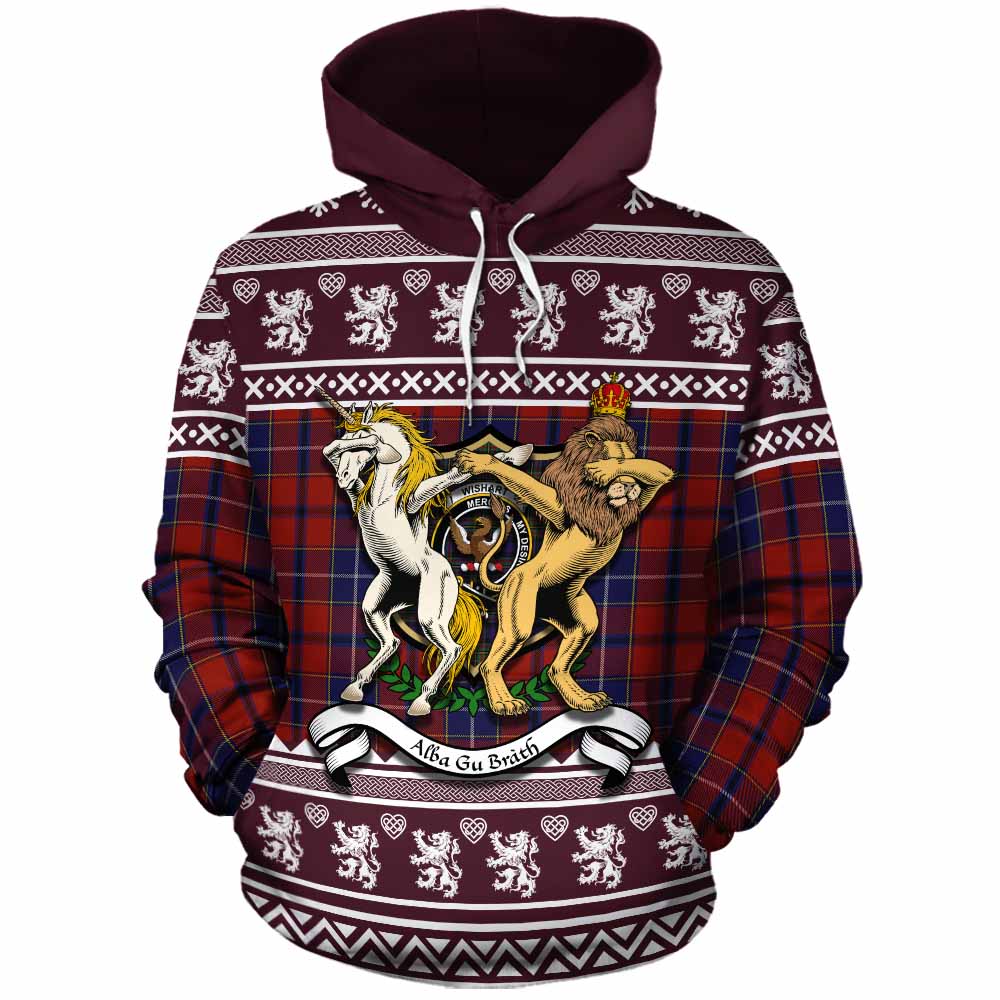 Wishart Clan Tartan Crest Christmas Cotton Hoodie Coat of Arms Funny Style - Tartan Vibes Clothing