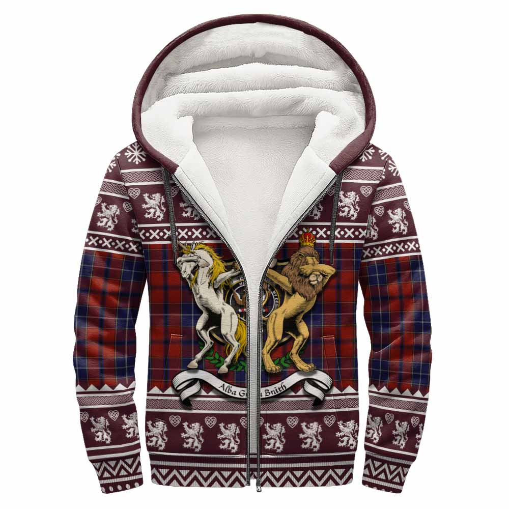Wishart Clan Tartan Crest Christmas Fleece Hoodie Coat of Arms Funny Style - Tartan Vibes Clothing