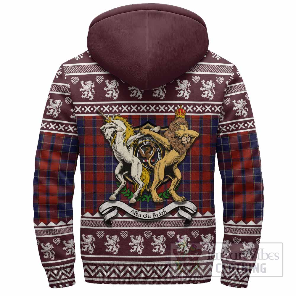 Wishart Clan Tartan Crest Christmas Fleece Hoodie Coat of Arms Funny Style - Tartan Vibes Clothing