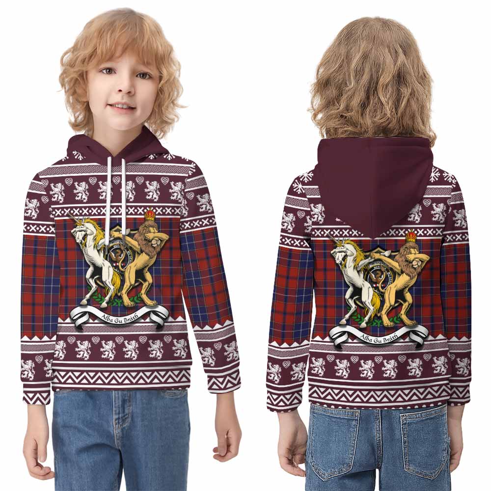 Wishart Clan Tartan Crest Christmas Kid Hoodie Coat of Arms Funny Style - Tartan Vibes Clothing
