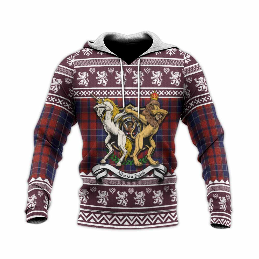 Wishart Clan Tartan Crest Christmas Knitted Hoodie Coat of Arms Funny Style - Tartan Vibes Clothing