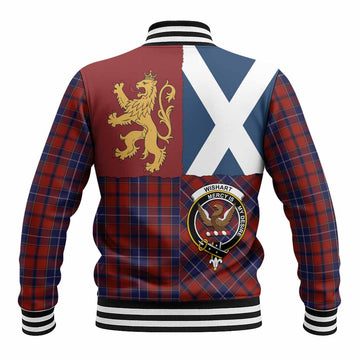 Wishart Crest Tartan Baseball Jacket with Lion Rampant Saltire Style