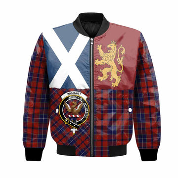 Wishart Crest Tartan Bomber Jacket with Lion Rampant Saltire Style