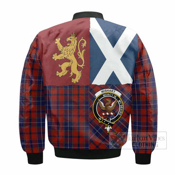 Wishart Crest Tartan Bomber Jacket with Lion Rampant Saltire Style