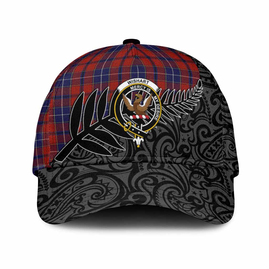Wishart Crest Tartan Classic Cap with New Zealand Silver Fern Half Style