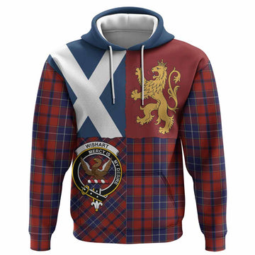 Wishart Crest Tartan Hoodie with Lion Rampant Saltire Style