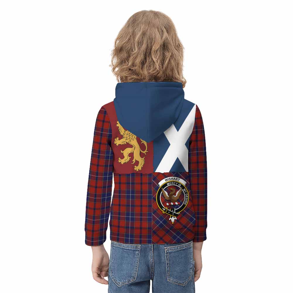 Wishart Crest Tartan Kid Hoodie with Lion Rampant Saltire Style - Tartan Vibes Clothing