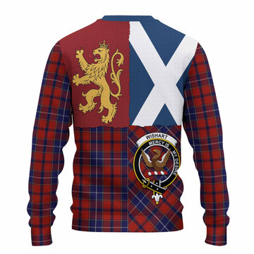 Wishart Crest Tartan Knitted Sweater with Lion Rampant Saltire Style