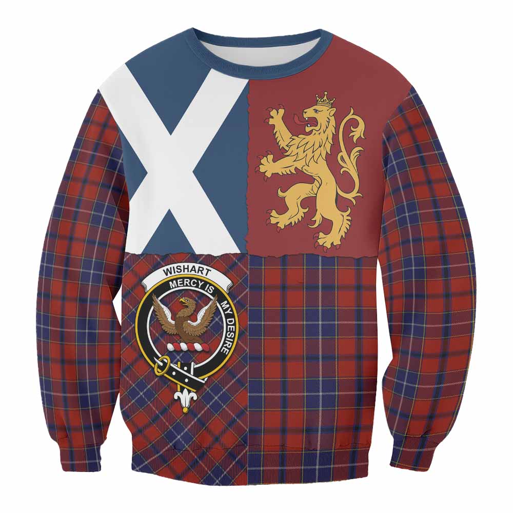 Wishart Crest Tartan Sweatshirt with Lion Rampant Saltire Style