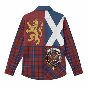 Wishart Crest Tartan Women Casual Shirt with Lion Rampant Saltire Style