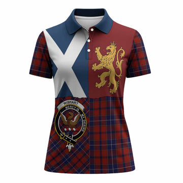 Wishart Crest Tartan Women Polo Shirt with Lion Rampant Saltire Style