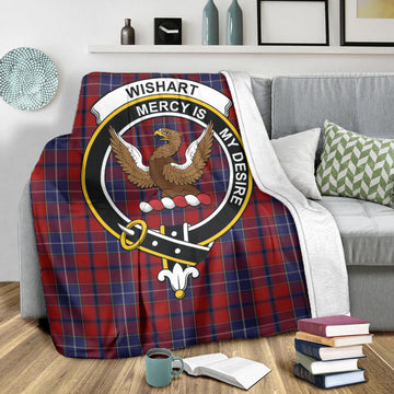 Wishart Tartan Blanket with Family Crest X-Large 59 x 79 inches 150 x 200 cm - Tartan Vibes Clothing