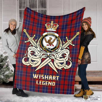 Wishart Dress Tartan Blanket with Clan Crest and the Golden Sword of Courageous Legacy