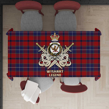 Wishart Dress Tartan Tablecloth with Clan Crest and the Golden Sword of Courageous Legacy