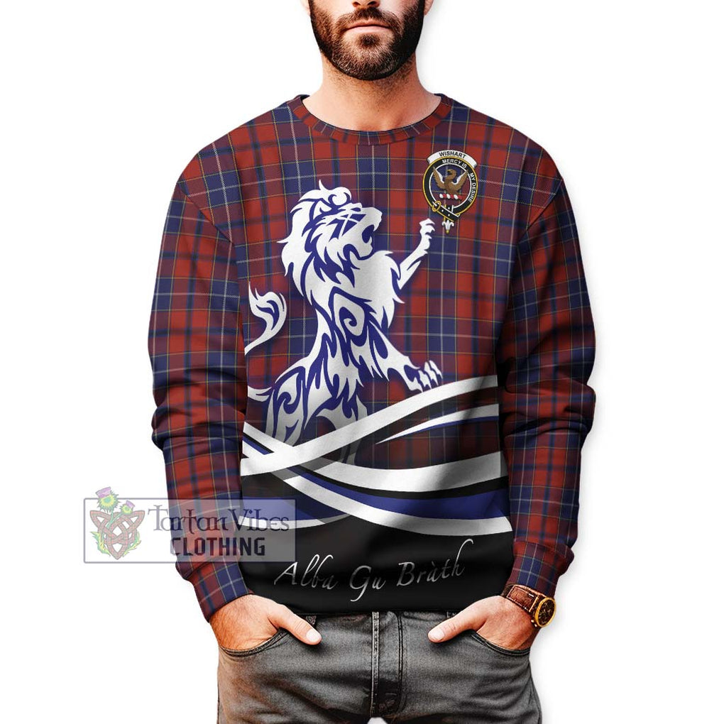 Wishart Tartan Sweatshirt with Alba Gu Brath Regal Lion Emblem Unisex - Tartan Vibes Clothing