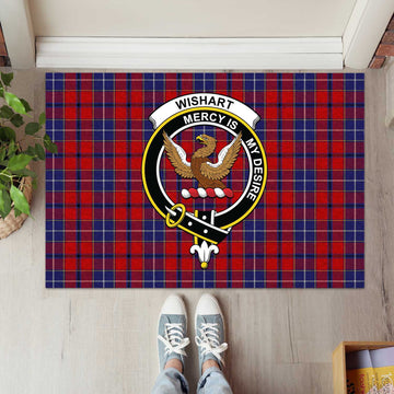 Wishart Tartan Rubber Doormat with Family Crest