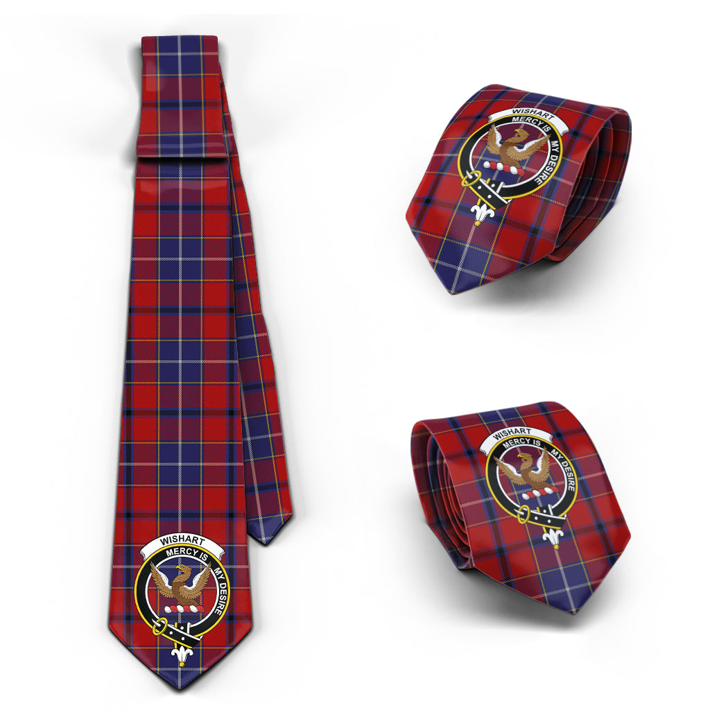 Wishart Tartan Classic Necktie with Family Crest Necktie One Size - Tartan Vibes Clothing