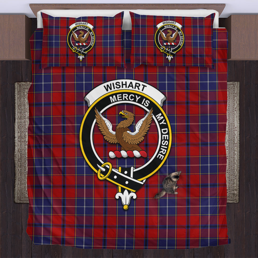 Wishart Tartan Bedding Set with Family Crest US Bedding Set - Tartan Vibes Clothing