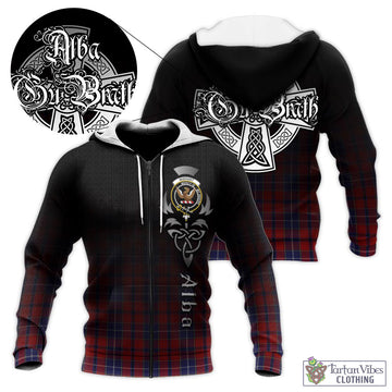 Wishart Tartan Knitted Hoodie Featuring Alba Gu Brath Family Crest Celtic Inspired Unisex - Tartan Vibes Clothing