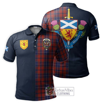 Wishart Tartan Polo Shirt Alba with Scottish Lion Royal Arm Half Style