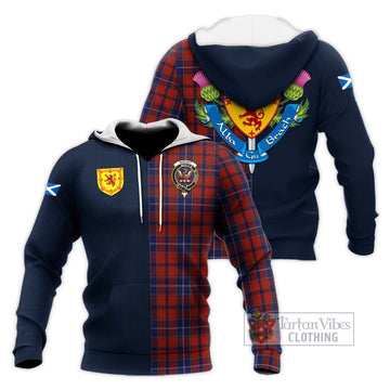 Wishart Tartan Knitted Hoodie Alba with Scottish Lion Royal Arm Half Style Unisex Knitted Pullover Hoodie - Tartan Vibes Clothing
