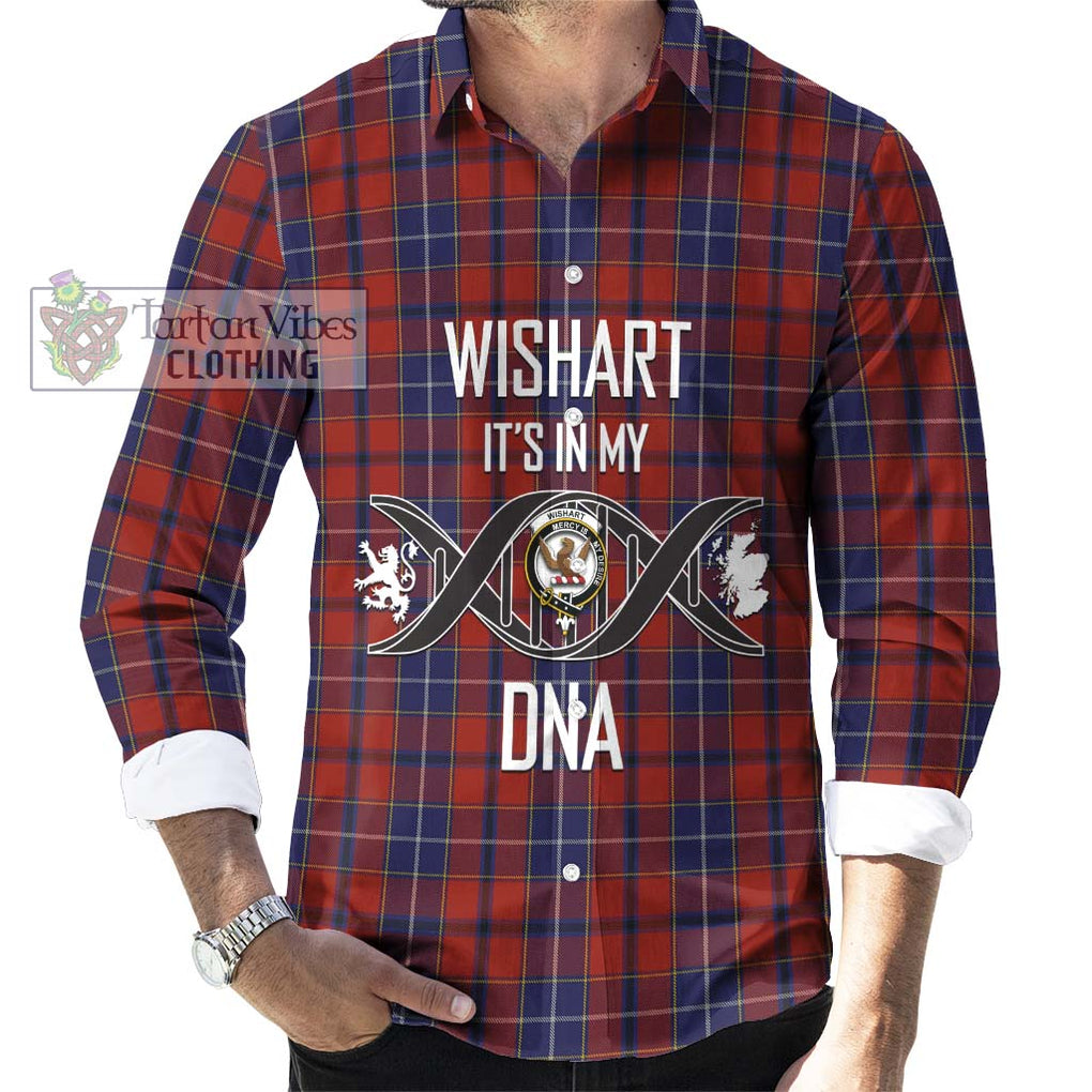 Wishart Tartan Long Sleeve Button Shirt with Family Crest DNA In Me Style Men's Shirt S - Tartanvibesclothing Shop