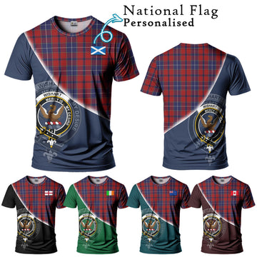 Wishart Tartan T-Shirt with Personalised National Flag and Family Crest Half Style Kid's Shirt - Tartan Vibes Clothing
