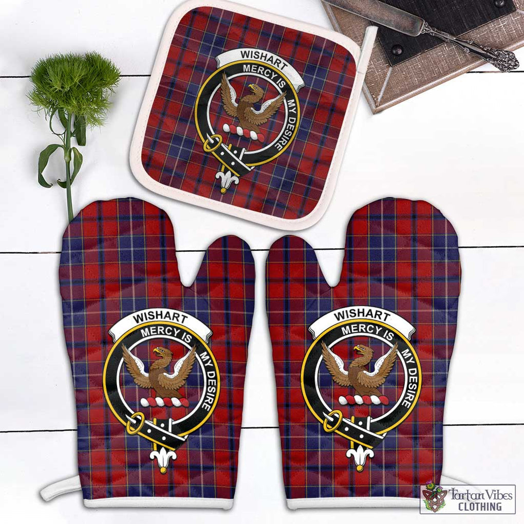 Wishart Tartan Combo Oven Mitt & Pot-Holder with Family Crest White - Tartan Vibes Clothing