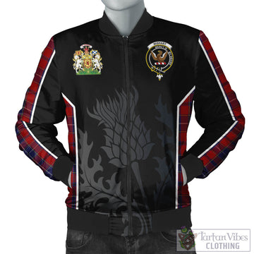 Wishart Dress Tartan Bomber Jacket with Family Crest and Scottish Thistle Vibes Sport Style