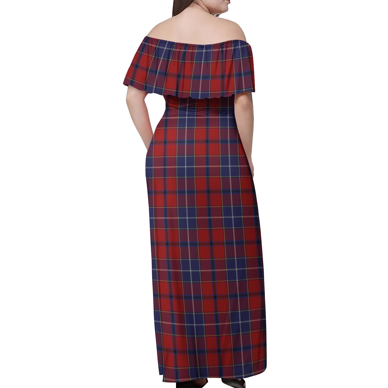 Wishart Tartan Off Shoulder Long Dress - Tartan Vibes Clothing