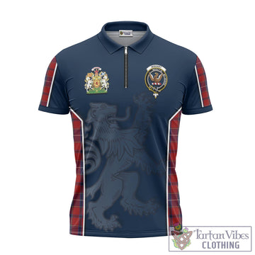 Wishart Dress Tartan Zipper Polo Shirt with Family Crest and Lion Rampant Vibes Sport Style
