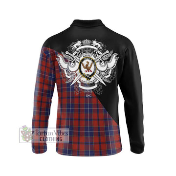 Wishart Tartan Long Sleeve Polo Shirt with Family Crest and Military Logo Style - Tartan Vibes Clothing