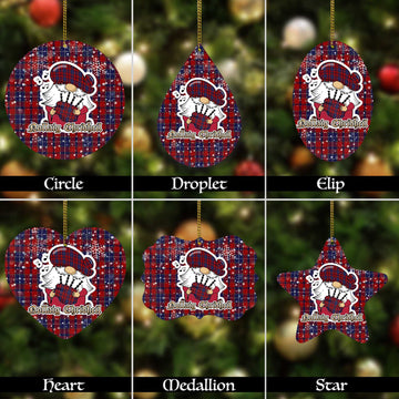 Wishart Dress Tartan Christmas Ornaments with Scottish Gnome Playing Bagpipes