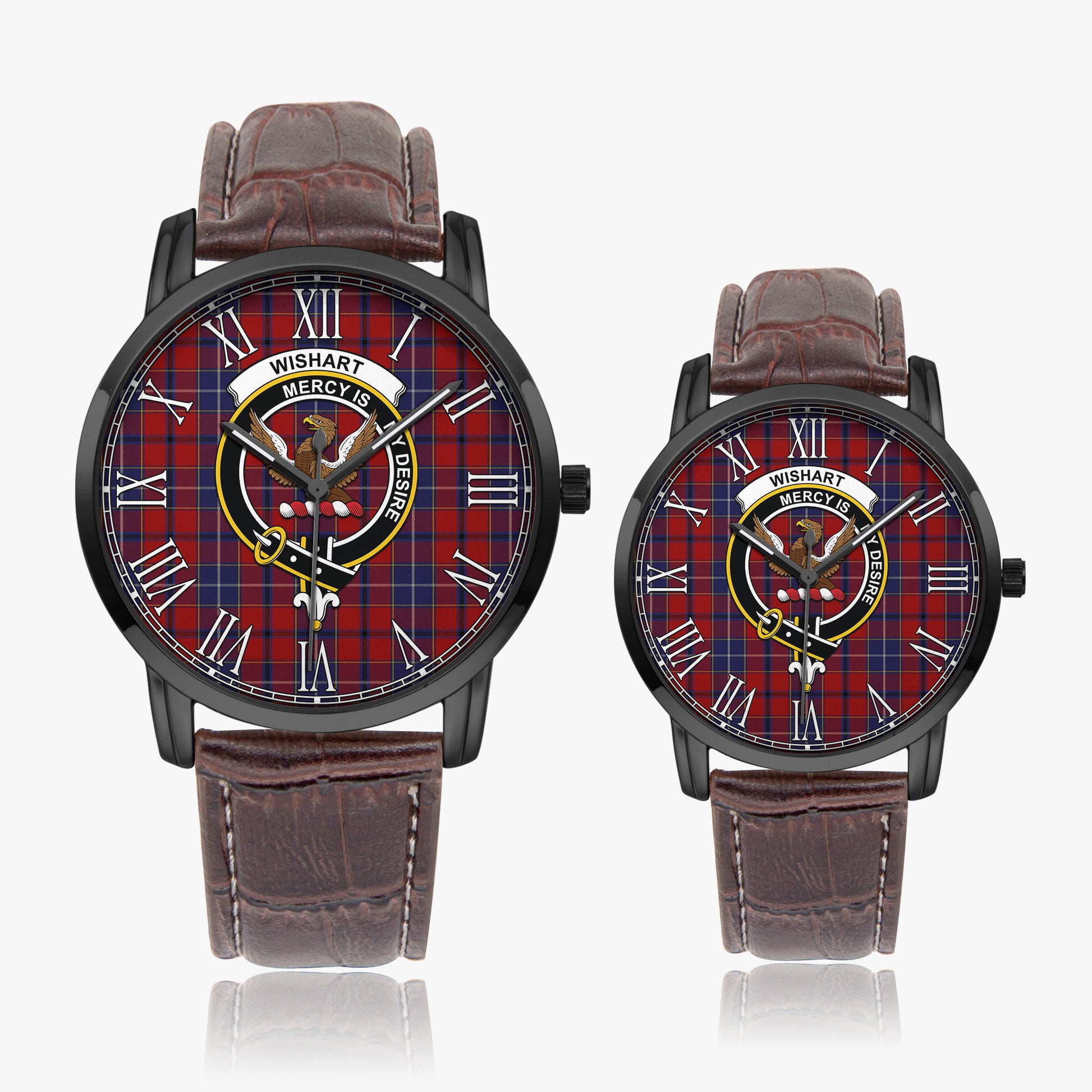 Wishart Tartan Family Crest Leather Strap Quartz Watch - Tartan Vibes Clothing