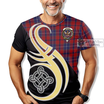 Wishart Tartan T-Shirt with Family Crest and Celtic Symbol Style - Tartan Vibes Clothing