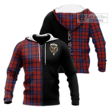 Wishart Tartan Knitted Hoodie with Family Crest and Half Of Me Style Unisex Knitted Zip Hoodie - Tartan Vibes Clothing
