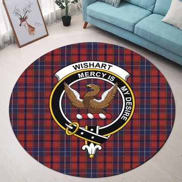 Wishart Tartan Round Rug with Family Crest - Tartan Vibes Clothing