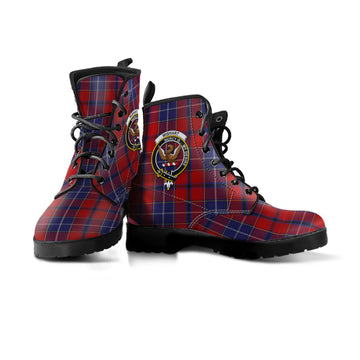 Wishart Tartan Leather Boots with Family Crest