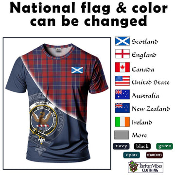 Wishart Tartan T-Shirt with Personalised National Flag and Family Crest Half Style - Tartan Vibes Clothing