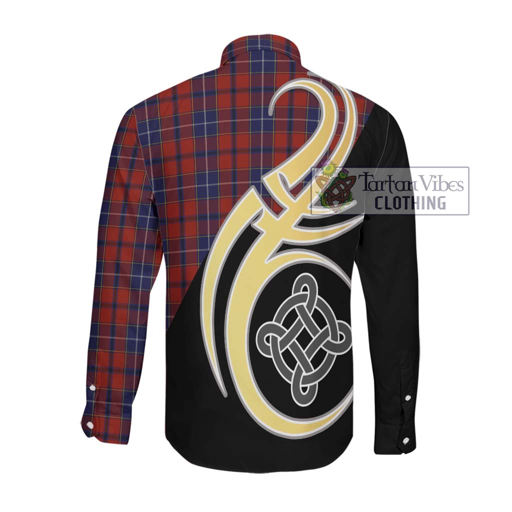 Wishart Tartan Long Sleeve Button Shirt with Family Crest and Celtic Symbol Style Men's Shirt - Tartan Vibes Clothing