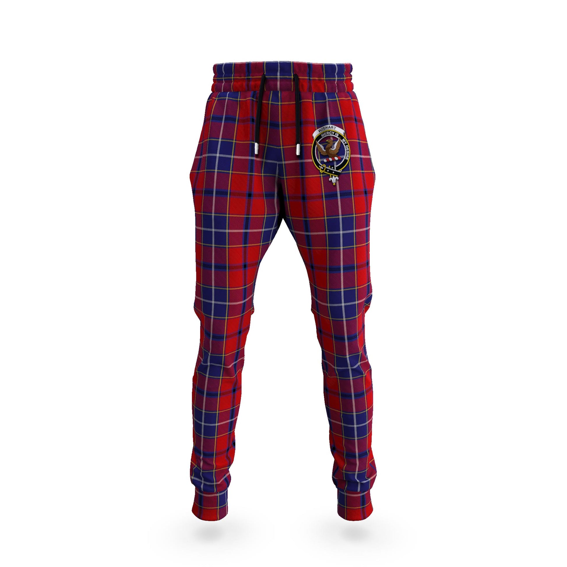 Wishart Dress Tartan Joggers Pants with Family Crest - Tartanvibesclothing Shop
