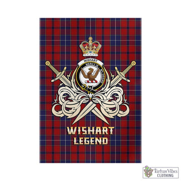 Wishart Tartan Garden Flag with Clan Crest and the Golden Sword of Courageous Legacy
