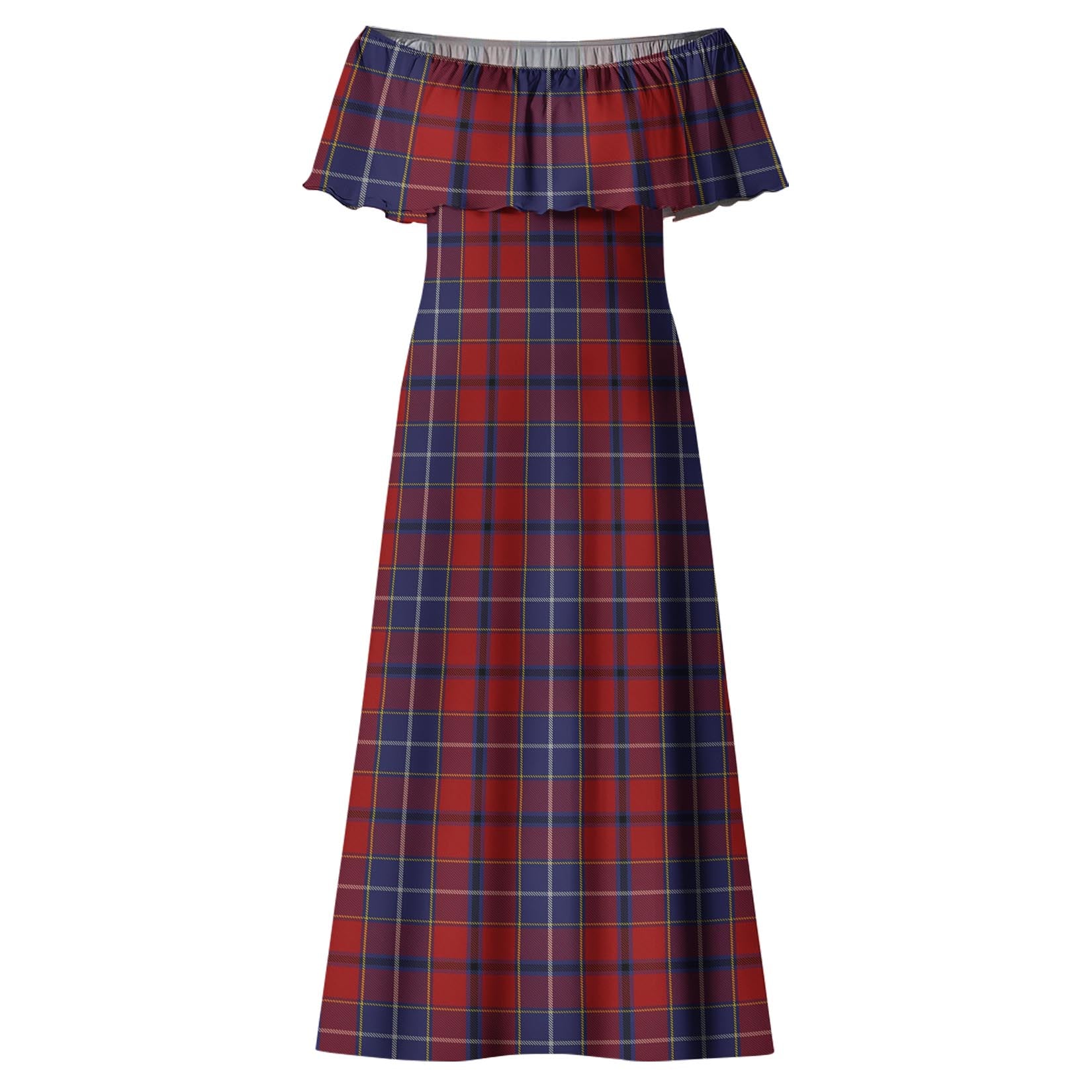 Wishart Tartan Off Shoulder Long Dress - Tartan Vibes Clothing