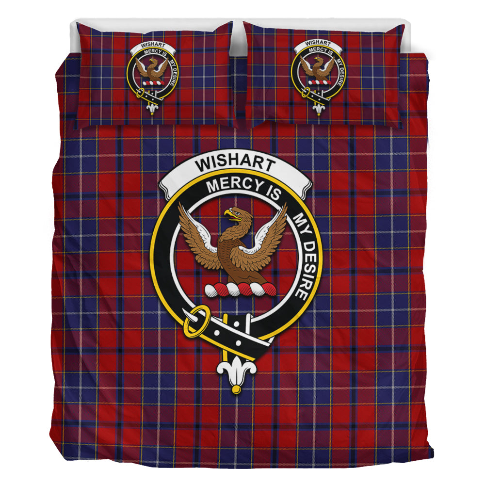 Wishart Tartan Bedding Set with Family Crest - Tartan Vibes Clothing
