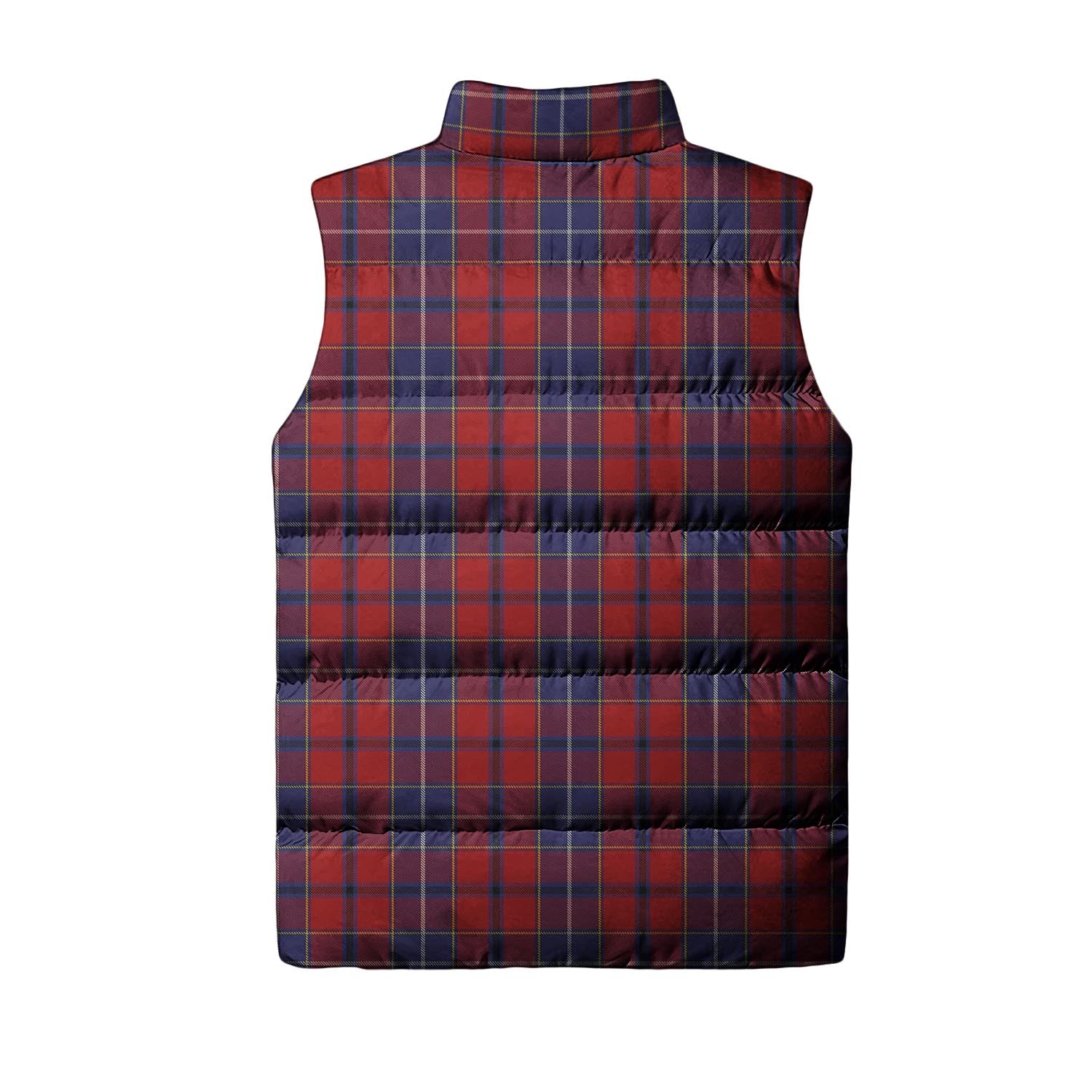 Wishart Dress Tartan Sleeveless Puffer Jacket with Family Crest - Tartanvibesclothing