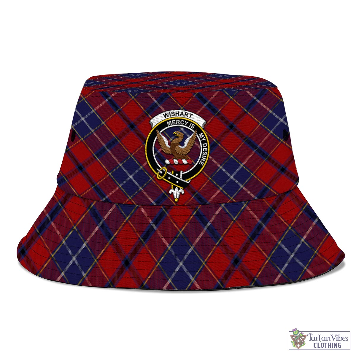 Wishart Tartan Bucket Hat with Family Crest - Tartan Vibes Clothing